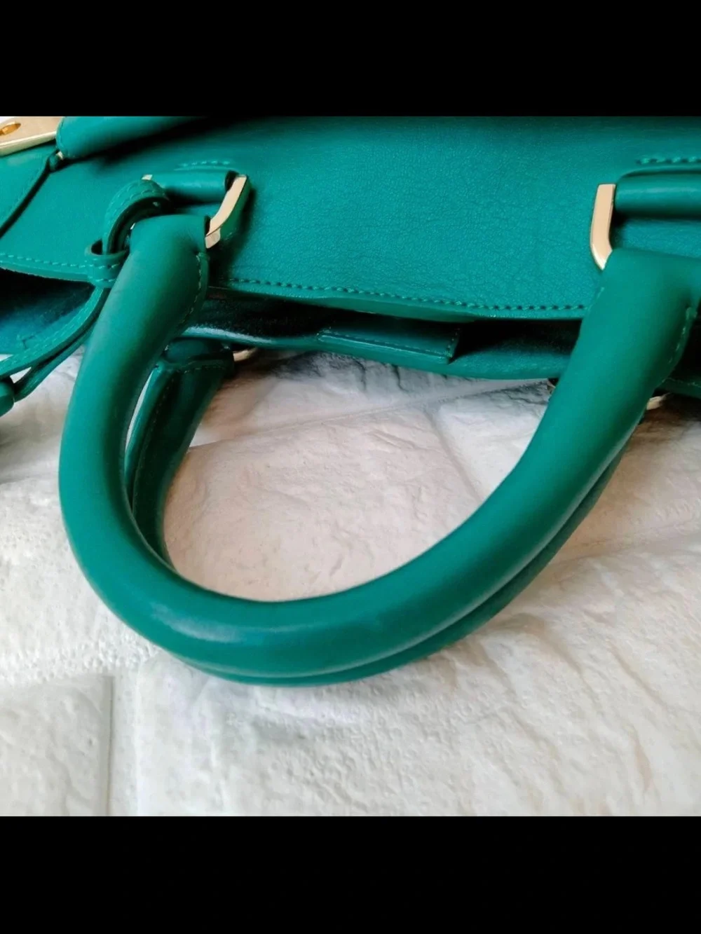 Mulberry Teal Leather Satchel with Gold Hardware